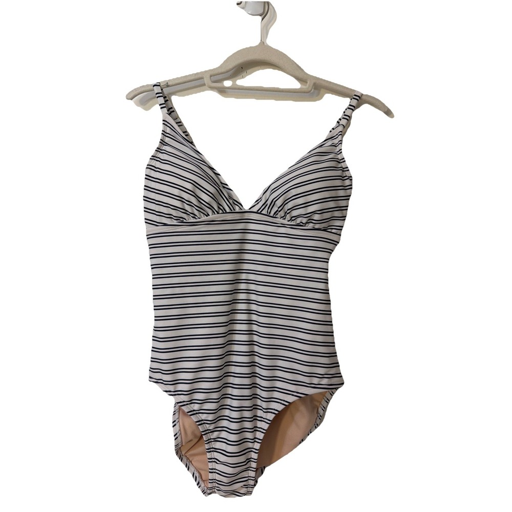 Kona Sol Swimsuit Sz Small Navy And White Striped Tummy Control Beach Resort Spa